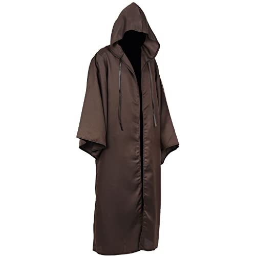 nezababy Jedi Robe Umhang Mittelalter Kapuzenumhang Kostüme Erwachsene Ritter Lange Cape Gotik Tunika Hexe Vampir Karneval Weihnachten Halloween Cosplay Requisite von nezababy