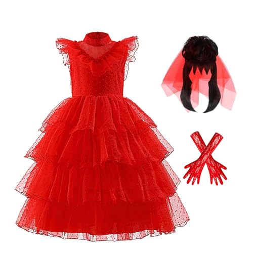 nezababy Lydia Deetz Kostüm Lydia Deetz Kleid Lydia Perücke 80er Jahre Kostüm Beetle Kostüm Juice Kleid Halloween Cosplay Outfits (lydia deetz costume with wig, 2XL/150) von nezababy