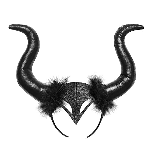 nezababy Maleficent Hörner Kopfschmuck Mädchen Hexenkostüm Böses Stirnband Frauen Gothic Teufel Kopfschmuck für Halloween Zubehör (maleficent hörner, One Size) von nezababy