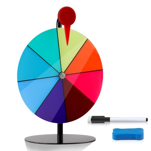 niCWhite Spinning Prize Wheel, 20.0 cm Dry Erase Spin Wheel for Prizes with Stand, Spin The Wheel Tabletop Roulette Spinner Wheel for Carnival, Trade Show, Win Fortune Spin Games von niCWhite