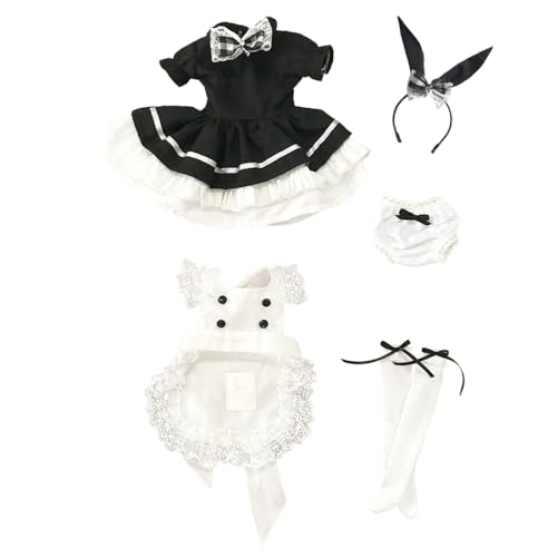 niannyyhouse 1/3 1/4 1/6 BJD Puppen Kleidung Kleid Schürze Kopfschmuck Unterhose Socken Bunny Dienstmädchen Anzug Ball Gelenk Puppen Zubehör Dress Up Geschenk (1/3BJD) Schwarz Weiß von niannyyhouse