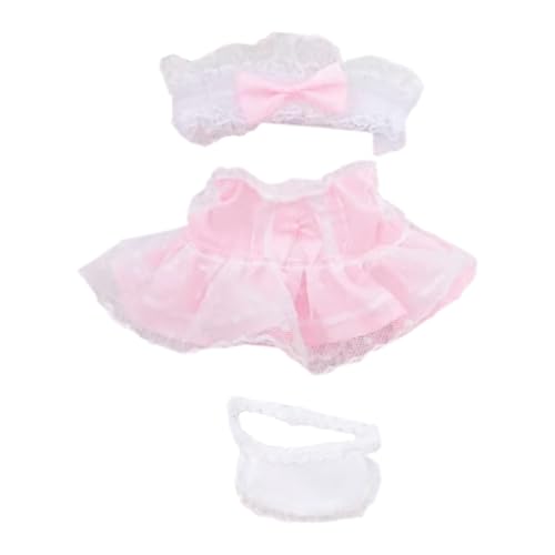 niannyyhouse 10 cm ~ 15 cm 20 cm 40 cm Plüschpuppenkleidung, Kopfschmuck, Kleider, Lätzchen, Dienstmädchen-Outfit, Puppen-Dressup (Rosa, 20 cm) von niannyyhouse