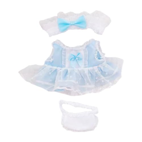 niannyyhouse 10 cm ~ 15 cm 20 cm 40 cm Plüschpuppenkleidung Headdress Kleider Lätzchen Dienstmädchen-Outfit Puppenkleidung (Blau 20cm) von niannyyhouse