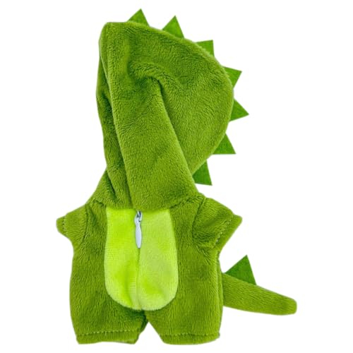 niannyyhouse 10 cm große Plüschpuppenkleidung, Dinosaurier-Hai-Einteiler, lockerer Body, weich, gefülltes Plüschtier, Verkleidungszubehör (Hellgrün) von niannyyhouse