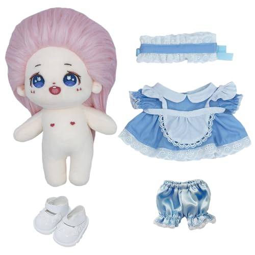 niannyyhouse 20 cm 8 Zoll Plüschpuppe Mädchen mit Kleid Set weich gefüllten Körper tragbare Kleidung Kleid Geschenke (2-mit Skelett + Outfit) von niannyyhouse