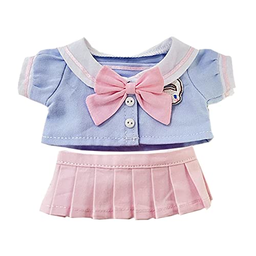 niannyyhouse 20 cm Plüschpuppe, Kindergarten-Set, blauer Mantel, rosa Kleid, Matrosenanzug, 20,3 cm, weich gefüllte Plüschtier-Kleidung von niannyyhouse