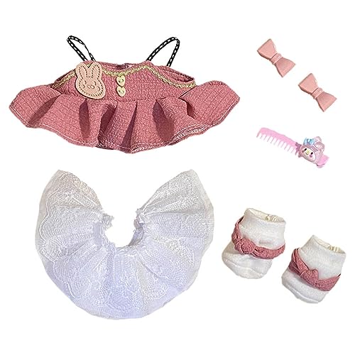 niannyyhouse 20 cm Plüschpuppe Kleidung Kleid Petticoat Schuhe Zubehör Prinzessin Rock Set weich gefülltes Plüschtier Dressup (Rosa) von niannyyhouse