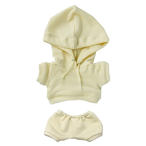 niannyyhouse 20cm Plüsch Puppe Kleidung Elastische Solide Sportbekleidung Anzüge Hoodie Hosen Weiche Gefüllte Plüschtier Dress Up Zubehör (Beige, 20cm) von niannyyhouse