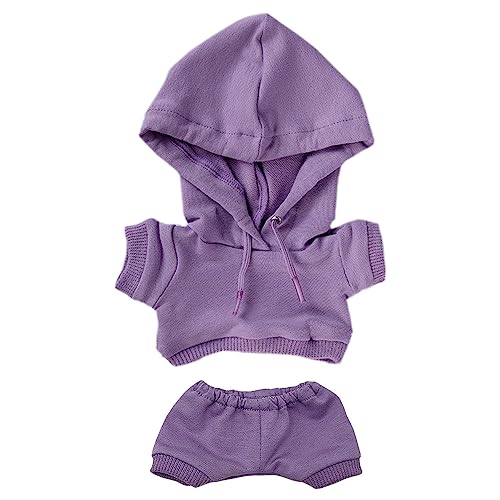 niannyyhouse 15 cm große Plüschpuppenkleidung, elastische, solide Sportbekleidung, Anzüge, Hoodie, Hose, weiches gefülltes Plüschtier, Verkleidungszubehör (lila, 15 cm) von niannyyhouse