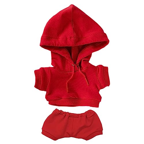 niannyyhouse 20 cm große Plüschpuppenkleidung, elastische, solide Sportbekleidung, Anzüge, Hoodie, Hose, weiches Plüschtier, Verkleidungszubehör (rot, 20 cm) von niannyyhouse