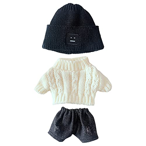 niannyyhouse 20cm Plüsch Puppe Kleidung Quadrat Gesicht Hut Pullover Jeans 8in Stuffed Doll Dressup (A-1) von niannyyhouse