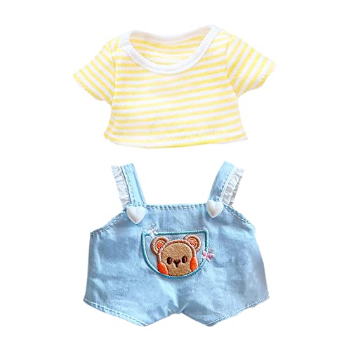 niannyyhouse 20cm Plüschpuppe Kleidung Bär Latzhose Gestreiftes T-Shirt Hemden 8in Doll Dress Up (A-2) von niannyyhouse