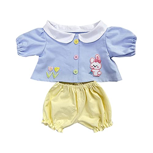 niannyyhouse 40 cm Plüschpuppenkleidung Kindergarten Set Lose Kaninchen Mantel Hose Puppenzubehör Dress Up (Hellblau) von niannyyhouse