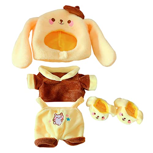 niannyyhouse Gelber Hund Anzug Puppe Dressup Hut Jacke Overall Schuhe 8in/20cm Plüschpuppe Kleidung Plüschfiguren Spielzeug Zubehör von niannyyhouse