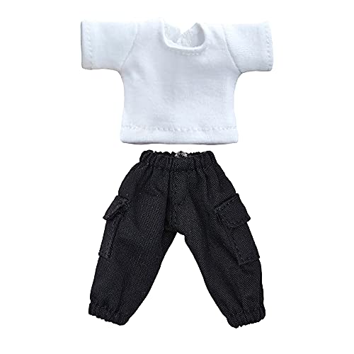 niannyyhouse T-Shirt + Hose, 2-teiliges Set, Camouflage-Overall, einfarbig, T-Shirt 1/12, BJD OB11 Puppe, 11 cm, Körperfigur-Zubehör (schwarz) von niannyyhouse