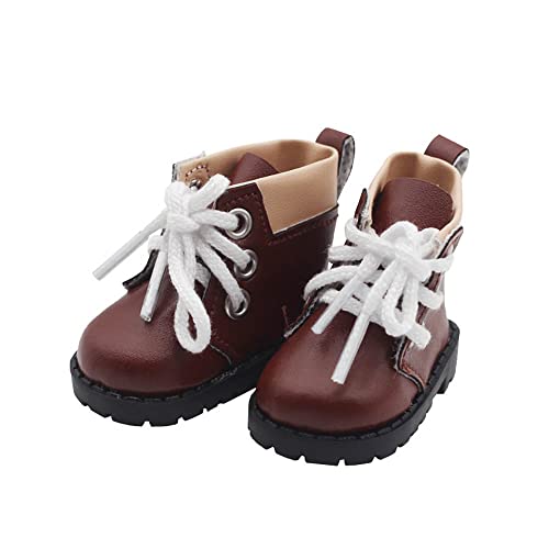 niannyyhouse Plüsch-Puppenstiefel, Lederschuhe, Länge: 5,5 cm, 20,3 cm, Dunkelbraun von niannyyhouse