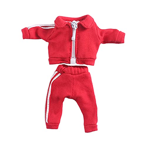 niannyyhouse Uniformen Anzug Feste Farbe Sportbekleidung Kleidung Kleid bis 1/12 BJD OB11 Puppe 4,3 Zoll (11 cm) Körper Kleidung Zubehör (Rot) von niannyyhouse