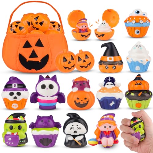 Halloween Mitgebsel - Squishy Toys Set 24 Stück als Gastgeschenke für Kinder, Pinata Füllung Kindergeburtstag, Halloween Give Aways für Goodie Bags Halloween Mitgebsel - Squishy Toys Set 24 Stück als Gastgeschenke für Kinder, Pinata Füllung Kindergeburtstag, Halloween Give Aways für Goodie Bags von nicknack