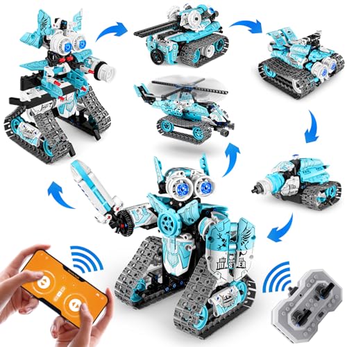 nicknack Ferngesteuertes Bauspielzeug,Technik Roboter für Kinder Spielzeug, 6 In 1 App Programmierbar Roboter Bausatz Geschenke für Jungs Mädchen 6-12+ Jahre von nicknack