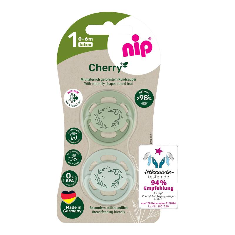 Nip 2er-Pack Schnuller Cherry, Größe 1 von nip