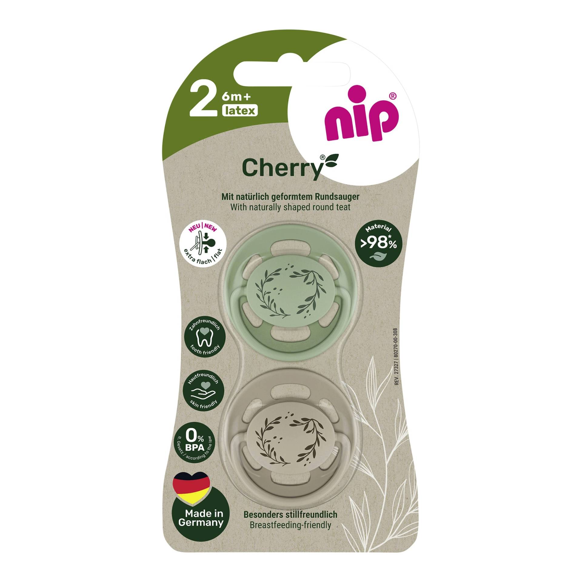 Nip 2er-Pack Schnuller Cherry, Größe 2 von nip