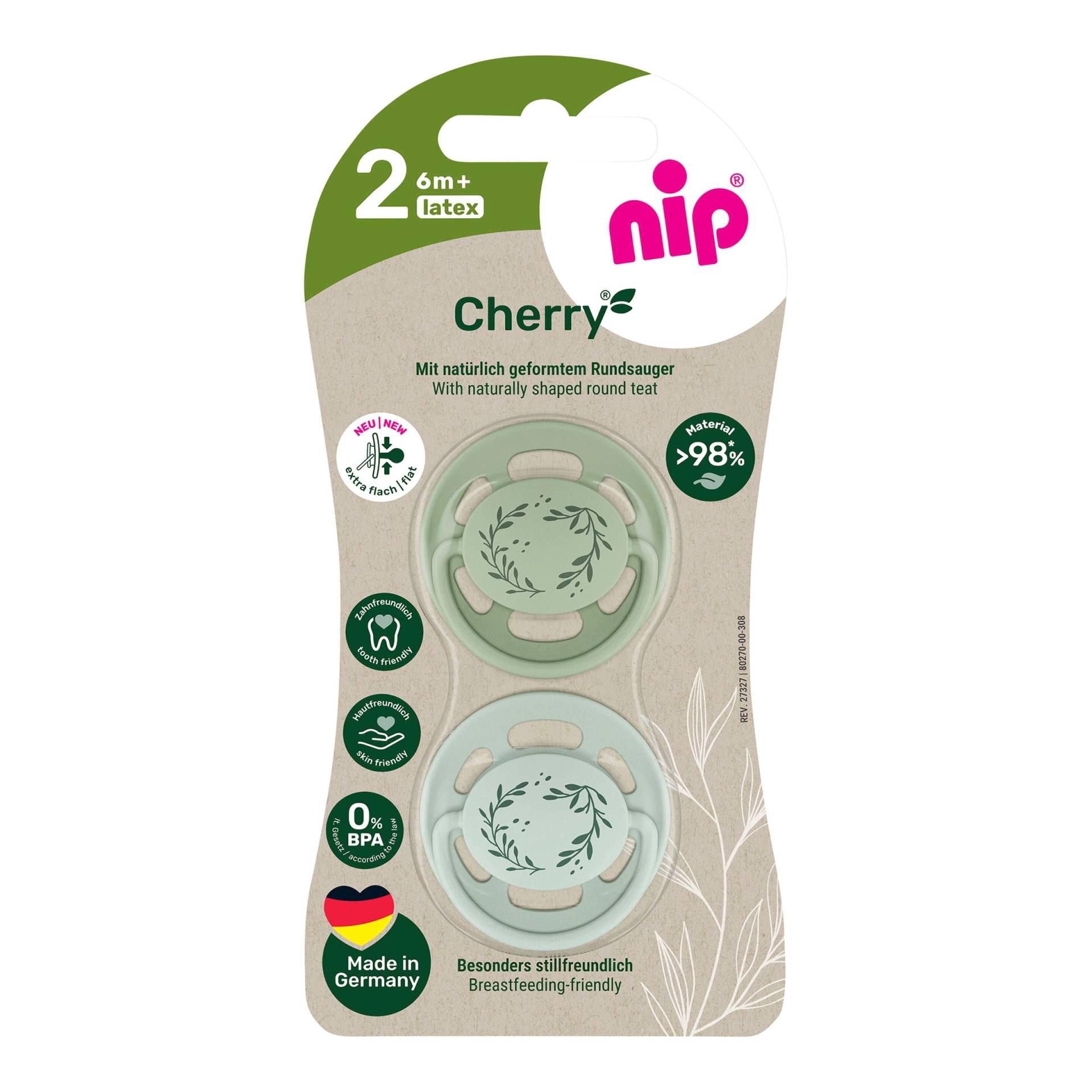 Nip 2er-Pack Schnuller Cherry, Größe 2 von nip