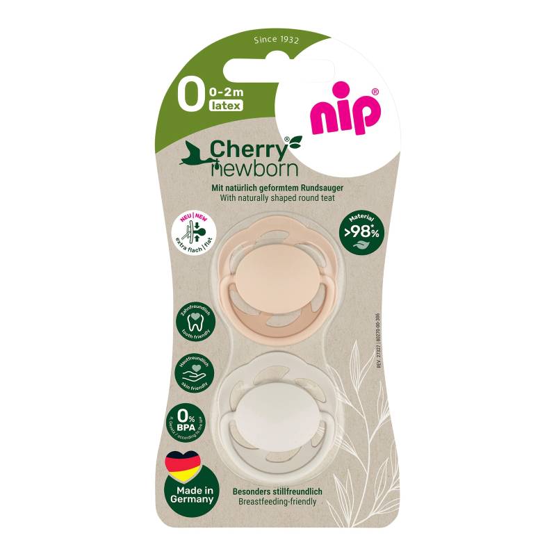 Nip 2er-Pack Schnuller Cherry Newborn, Größe 0 von nip