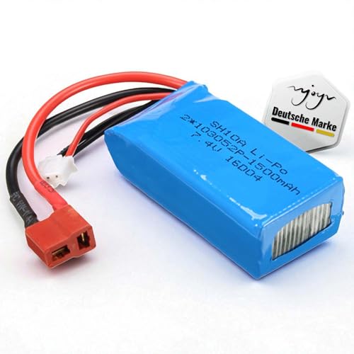 7.4V 1500-mAh Li-Po Akku, Deans T-Plug Stecker, ferngesteuerte RC Modelle, Fahrzeug, Auto, Monster-Truck, Drohne, Boot, Spielzeug, kompatibel mit 9125, DEERC 9000E, WL-Toys 12428-B 12429 144001, A959 7.4V 1500-mAh Li-Po Akku, Deans T-Plug Stecker, ferngesteuerte RC Modelle, Fahrzeug, Auto, Monster-Truck, Drohne, Boot, Spielzeug, kompatibel mit 9125, DEERC 9000E, WL-Toys 12428-B 12429 144001, A959 von njoyn