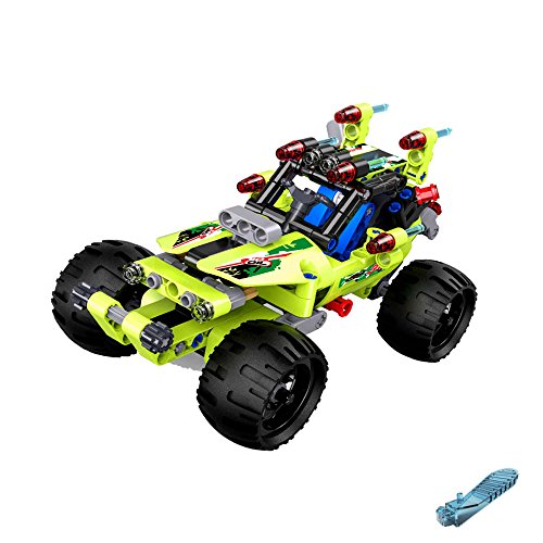 Buggy-Auto aus CaDA Baustein-Set mit Rückziehfunktion, Jeep-Fahrzeug Steck-Bausatz DIY Pull-Back Konstruktions-Spielzeug, Crawler aus Klemmbausteinen, Stunt-Car Technik-Bausatz f. Kinder u. Erwachsene von njoyn