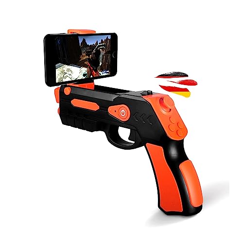 Erlebe aufregende Augmented-Reality Action mit Dieser AR-Gun, Perfekt für realitätsnahe Spiele, VR und Virtual Reality, Kompatibel mit Allen Smartphones über Bluetooth, Spielzeug und Gaming in Einem von njoyn