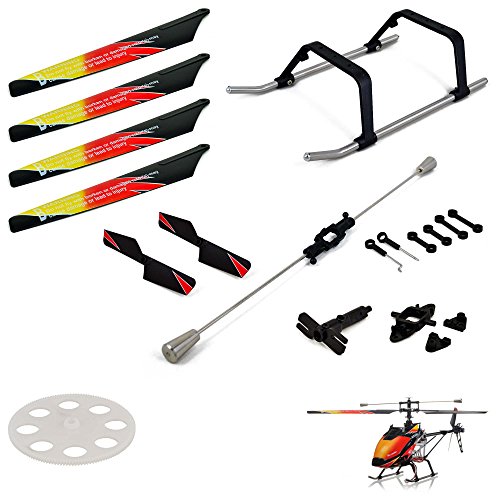 Ersatzteile-Set Crash-Kit für RC ferngesteuerter Hubschrauber WL-Toys V913, V913-A, Monstertronic MT-400, Simulus GH-720, Helikopter inkl. Rotorblatt, Zahnrad, Lande-Kufen, Stabilisator und Zubehör von njoyn