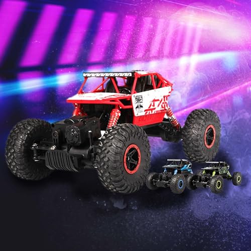 RC Ferngesteuerter Off-Road Monster-Truck mit 2.4GHz Fernsteuerung, Rock Crawler Stadium Truck, Truggy, Gelände Fahrzeug im Modell Maßstab 1:18, RTR Auto inkl. Akku und Ladegerät, Buggy Modellbau von njoyn