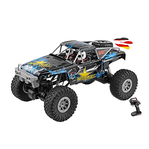 RC Ferngesteuerter Off-Road Rallye Buggy mit Fernsteuerung u. Akku, Monster-Truck, Auto, Gelände Fahrzeug im Modell Maßstab 1:10, RTR Crawler f. Kinder in jungen Jahren u. Erwachsene, Truggy Modellbau von njoyn