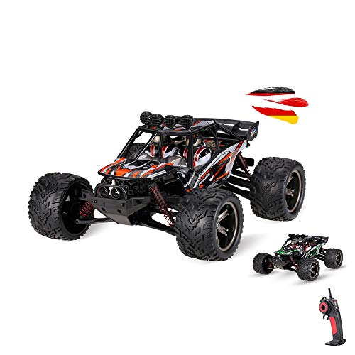 RC Ferngesteuerter Off-Road Rallye Buggy mit Fernsteuerung u. Akku, Monster-Truck, Auto, Gelände Fahrzeug im Modell Maßstab 1:18, RTR Crawler f. Kinder in jungen Jahren u. Erwachsene, Truggy Modellbau von njoyn