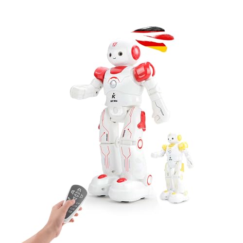 RC Roboter mit lustige Tanz-, Demo-, Musikfunktionen und LED-Augen, Umfahren von Objekten durch integrierte Hinderniserkennung, 26cm Spielzeug, Programmierbar f. Kinder in jungen Jahren ab 3 4 5 6 7 8 von njoyn