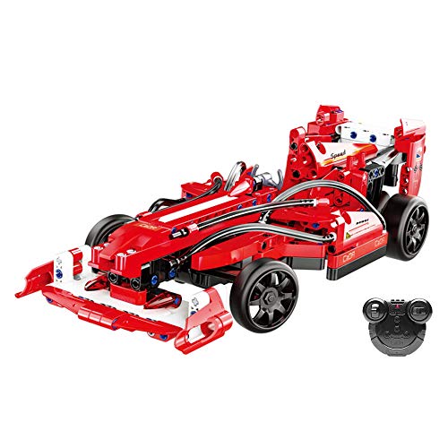 RC ferngesteuerter Formel 1 Sportwagen aus CaDA Bausteinen, Steck-Bausatz DIY Lern-Spielzeug, Renn-Auto a. Klemmbausteinen, Sport-Fahrzeug f. Kinder, Erwachsene, Anfänger u. Profis inkl. Fernsteuerung von njoyn