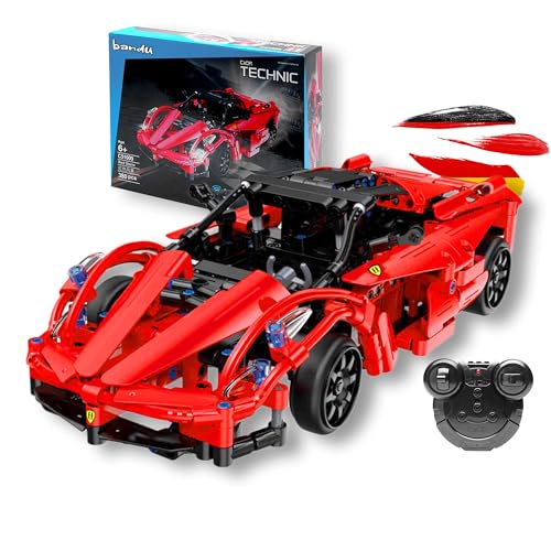 RC ferngesteuertes Auto aus CaDA Baustein-Set, Sportwagen Steck-Bausatz DIY Spielzeug, Modellbausatz Rennauto Fahrzeug aus Klemmbausteinen, Technik-Bausatz für Kinder, Erwachsene, Anfänger u. Profis von njoyn