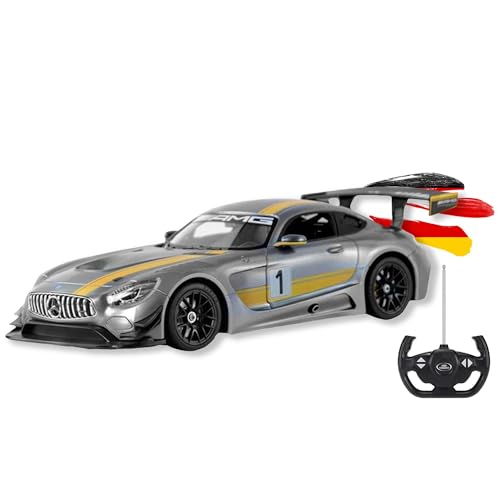 RC ferngesteuertes Auto im offiziell lizenziertem Design, Kompatibel mit Mercedes-Benz AMG GT3, Modell-Maßstab 1:14, Lizenz-Fahrzeug mit LED-Beleuchtung, Modell Spielzeug für Kinder und Erwachsene von njoyn