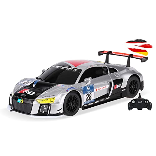 RC ferngesteuertes Auto im offiziell lizenzierten Design, Kompatibel mit Audi-R8-LMS-Racing Edition, Modell-Maßstab 1:18, Lizenz-Fahrzeug mit 2.4GHz Fernsteuerung, Spielzeug für Kinder und Erwachsene von njoyn