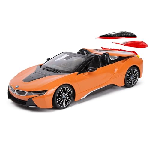 RC ferngesteuertes Auto im offiziell lizenzierten Design, Kompatibel mit BMW i8 Roadster Limited Edition, Modell-Maßstab 1:12, XXL Lizenz-Fahrzeug m. LED-Beleuchtung, Spielzeug f. Kinder u. Erwachsene von njoyn