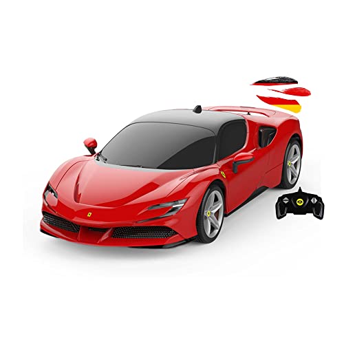 RC ferngesteuertes Auto im offiziell lizenzierten Design, Kompatibel mit Ferrari SF90 Stradale Edition, Modell-Maßstab 1:24, Lizenz-Fahrzeug mit 2.4GHz Fernsteuerung, Spielzeug f. Kinder u. Erwachsene von njoyn