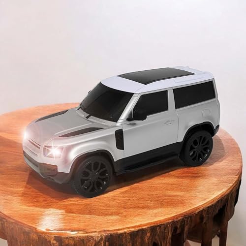 RC ferngesteuertes Auto im offiziell lizenzierten Design, Kompatibel mit Land Rover New Defender, SUV-Fahrzeug im Maßstab 1:24, Geländewagen m. LED-Scheinwerfer im Xenon Stil f. Kinder u. Erwachsene von njoyn