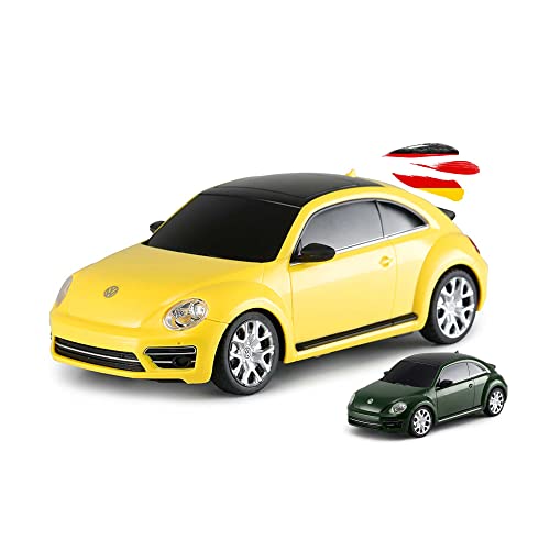 RC ferngesteuertes Auto im offiziell lizenzierten Design, Kompatibel mit VW Volkswagen The Beetle Käfer Edition, Modell-Maßstab 1:24, 2.4 GHz Lizenz-Fahrzeug, Spielzeug für Kinder und Erwachsene von njoyn