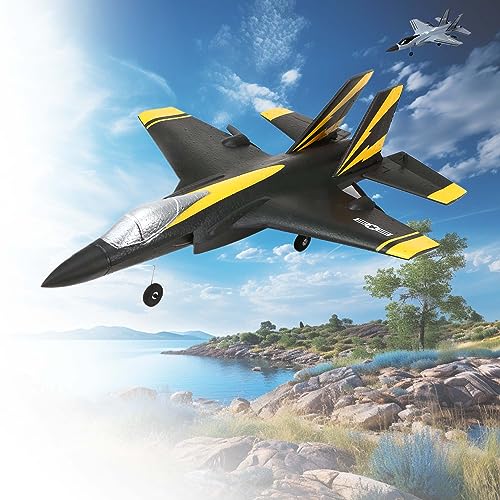 RC ferngesteuerter 3-Kanal F-35 Kampf-Jet mit Fernsteuerung, Akku und Achsen-Gyro Stabilisator im F-35 Jäger Design für Kinder, Erwachsene, Anfänger und Profis, 3-CH RTF Modellbau Flieger, Spielzeug von njoyn