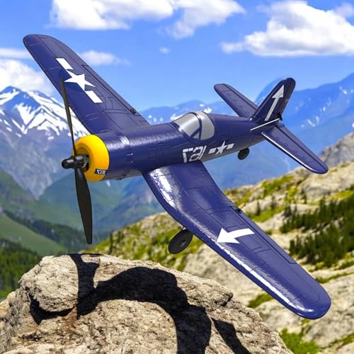 RC ferngesteuertes F4U Corsair Flugzeug mit Fernsteuerung und Akku, Hochwertiges Jagdflugzeug für Kinder und Erwachsene, Flieger ist geeignet für Anfänger und Profis, Modellbau Spielzeug für Flug-Fans von njoyn