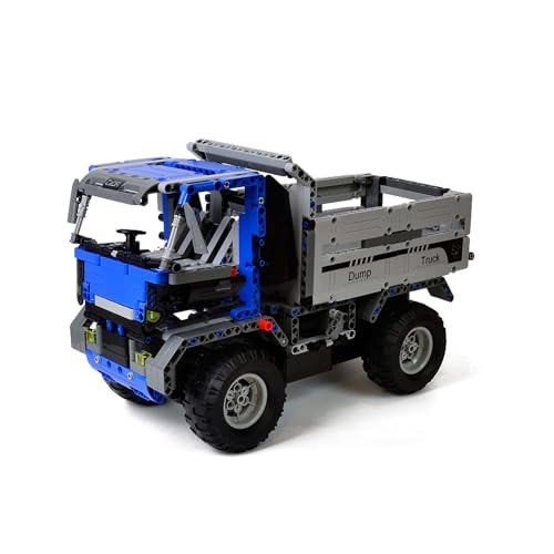 RC ferngesteuertes Muldenkipper aus Bausteinen, Steck-Bausatz DIY Spielzeug, Modellbau Dump Truck Auto aus Klemmbausteinen, Baustellen-LKW f. Kinder u. Erwachsene, Lernspielzeug f. Anfänger u. Profis von njoyn