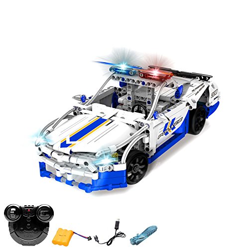 RC ferngesteuertes Polizei-Auto aus CaDA Baustein-Set, Kompatibel mit Ford Mustang GT, US-Polizeiwagen, DIY Modellbausatz aus Klemmbausteinen, Technik-Bausatz, Polizei-Fahrzeug f. Kinder u. Erwachsene von njoyn