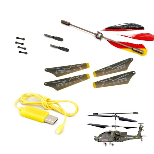 SYMA Ersatzteile-Set Crash-Kit mit Usb-Ladekabel für RC ferngesteuerter Hubschrauber Apache S109, S109G, Modellbau-Helikopter inkl. Rotorblätter, Connect-Buckle, Stabilisator u. Zubehör f. Reparaturen von njoyn