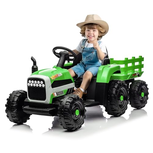 nmoiww Elektrisches Quad Bike für Kinder, ATV für Kinder, mit Bluetooth, Licht, Musik, Lautsprecher, 12V Batterie für 10 Stunden, Max Gewicht 25kg, für Innen- und Außenbereich (grüner Traktor) von nmoiww