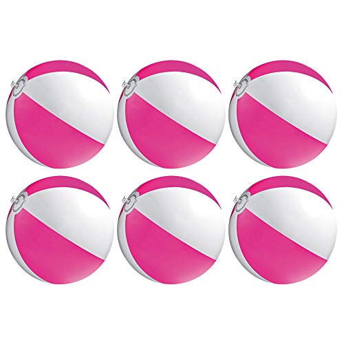 Set aus 6 Aufblasbare Wasserbälle Strandbälle Beachball Urlaub Beach Strand Pool (Pink) von noTrash2003